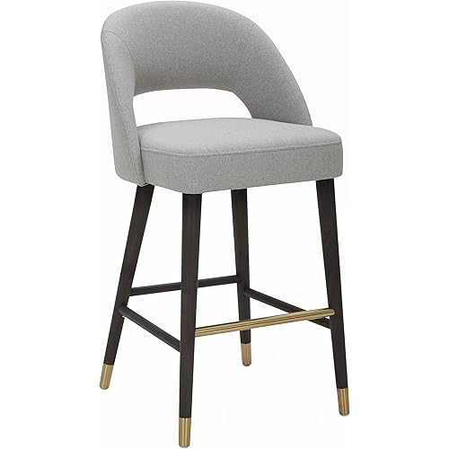Amazon Brand – Rivet Whit Contemporary Upholstered Counter Height Stool with Gold Accents, 37"H, Felt Grey