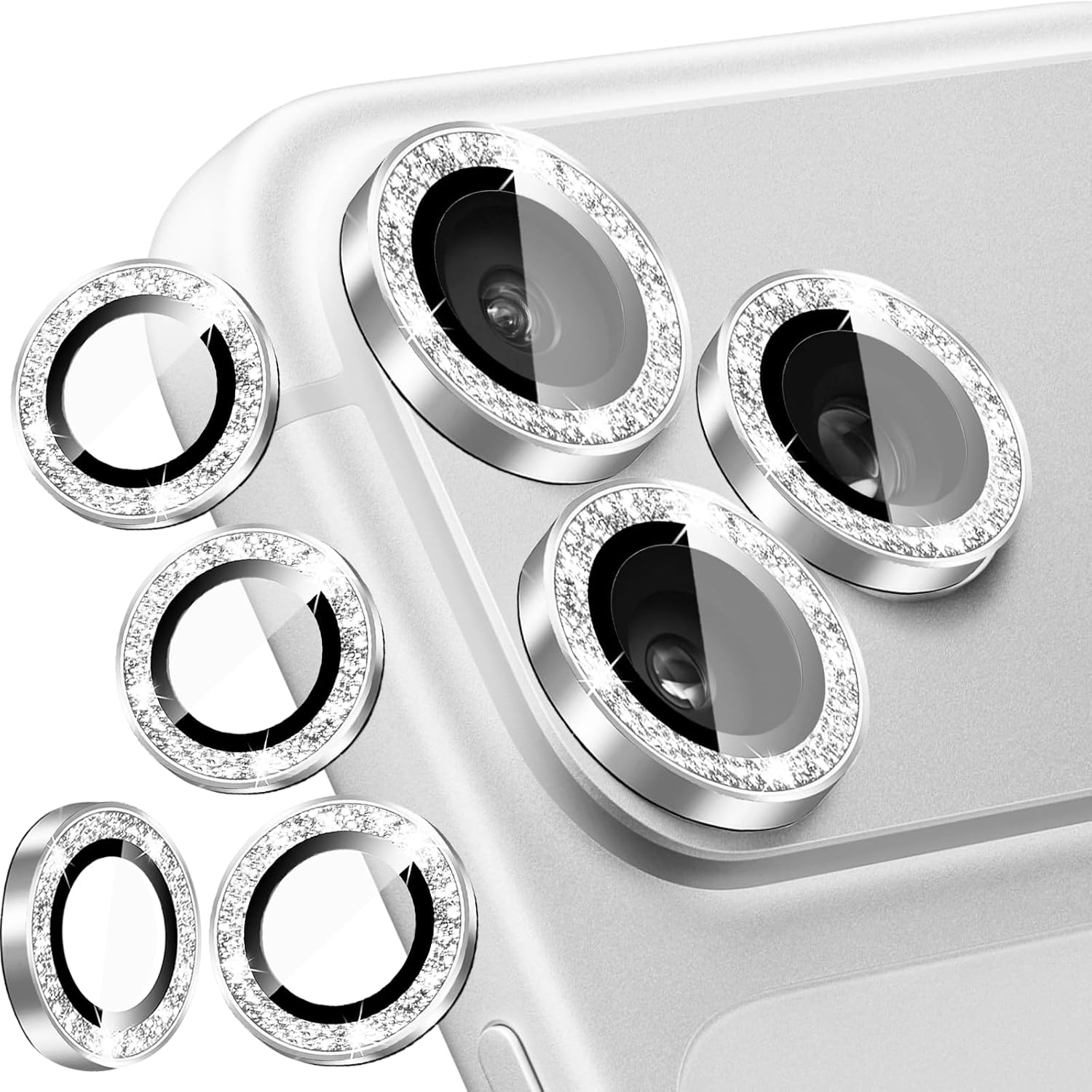 Compatible for Iphone 17, 17 Pro, 17 Pro Max Camera Lens Protector Glitter, 3+1 Pack (as extra) Camera Cover, – Scratch & Drop Protection, Maintains Photo Quality, Sparkle Design for Women, Pink