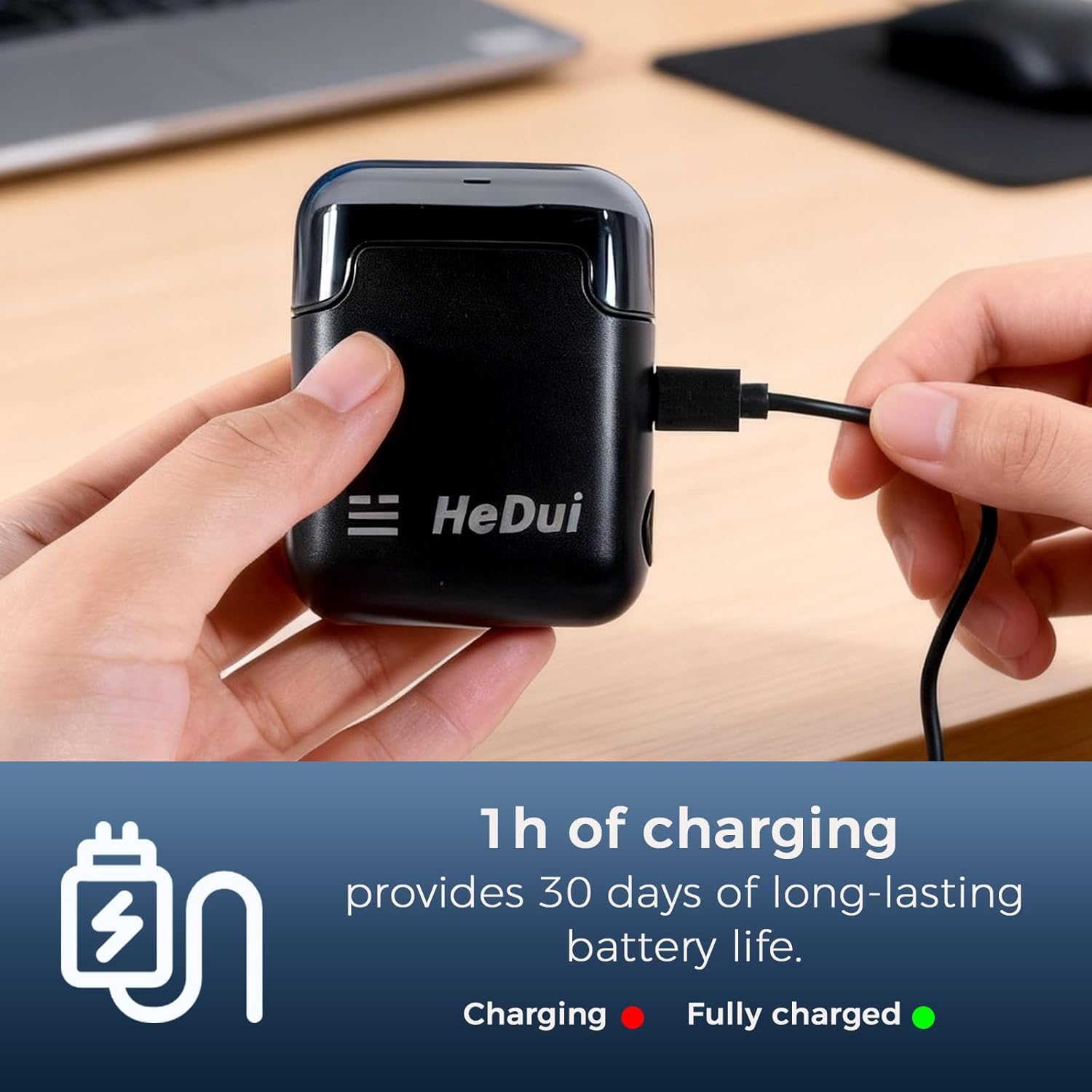 Mini Portable Electric Shaver for Men Double Head Travel Razor USB-C Rechargeable 2 Pack Black Travel Shaver for Men Dry Shave Detachable Head Washable Razor Easy Cleaning Send to Parents Boyfriend - Image 3