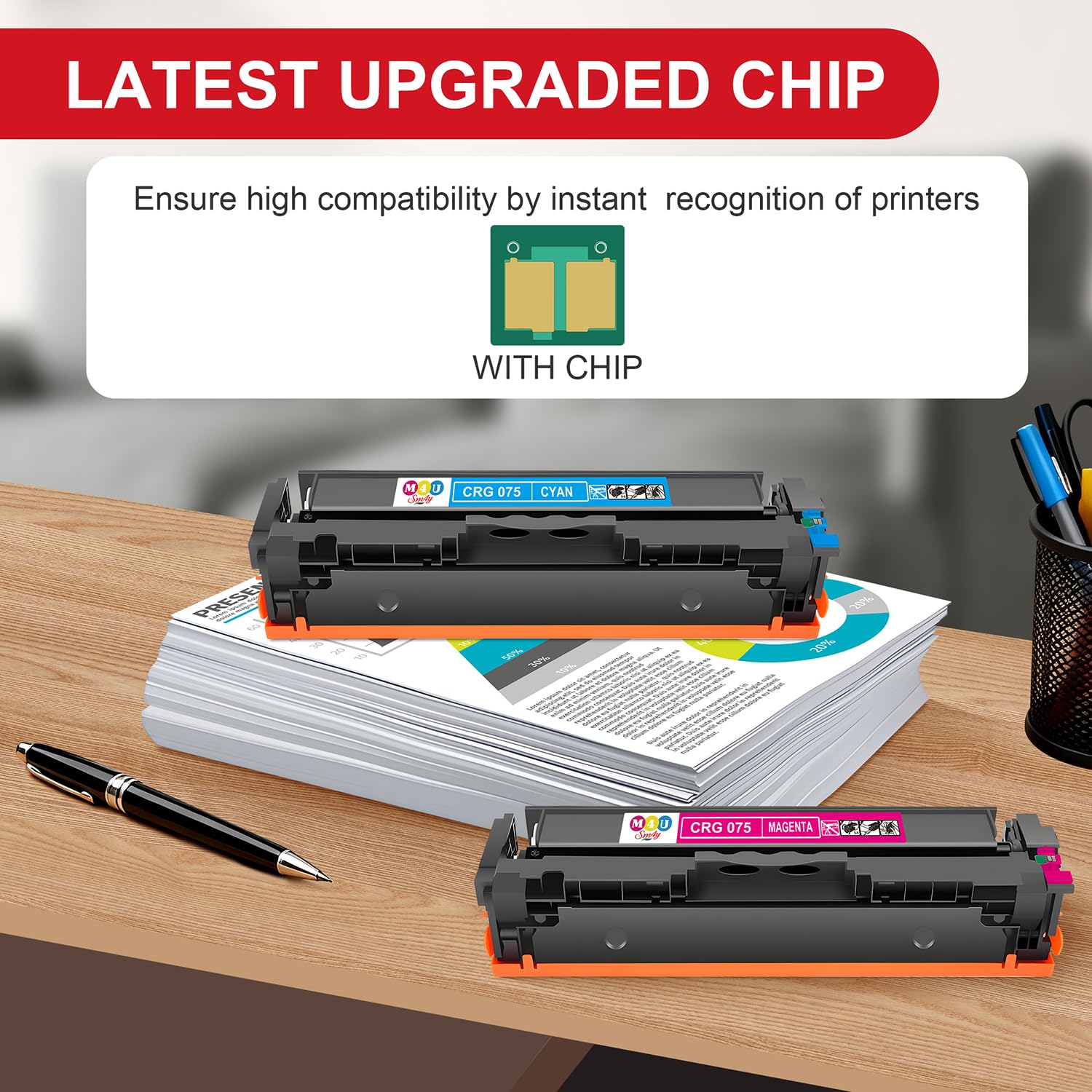 075 Cartouches Lot de 4 Cartouches de Toner CRG075 compatibles avec Les Canon 075 et 075H pour imprimantes ImageCLASS MF662Cdw, MF663Cdw, MF665Cdw, LBP646Cdw et LBP647Cdw (Noir, Cyan, Jaune, Magenta)