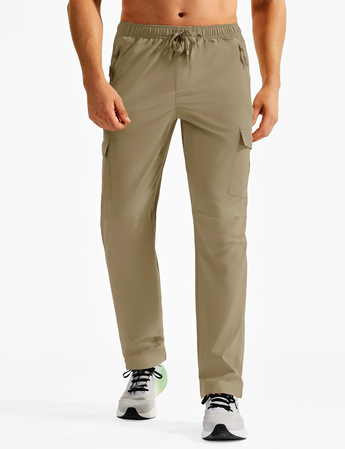 TACVASEN Men's Hiking Cargo Pants with Zipper Pockets Lightweight Quick Dry Water Resistant Travel Athletic Casual Pants - Image 2