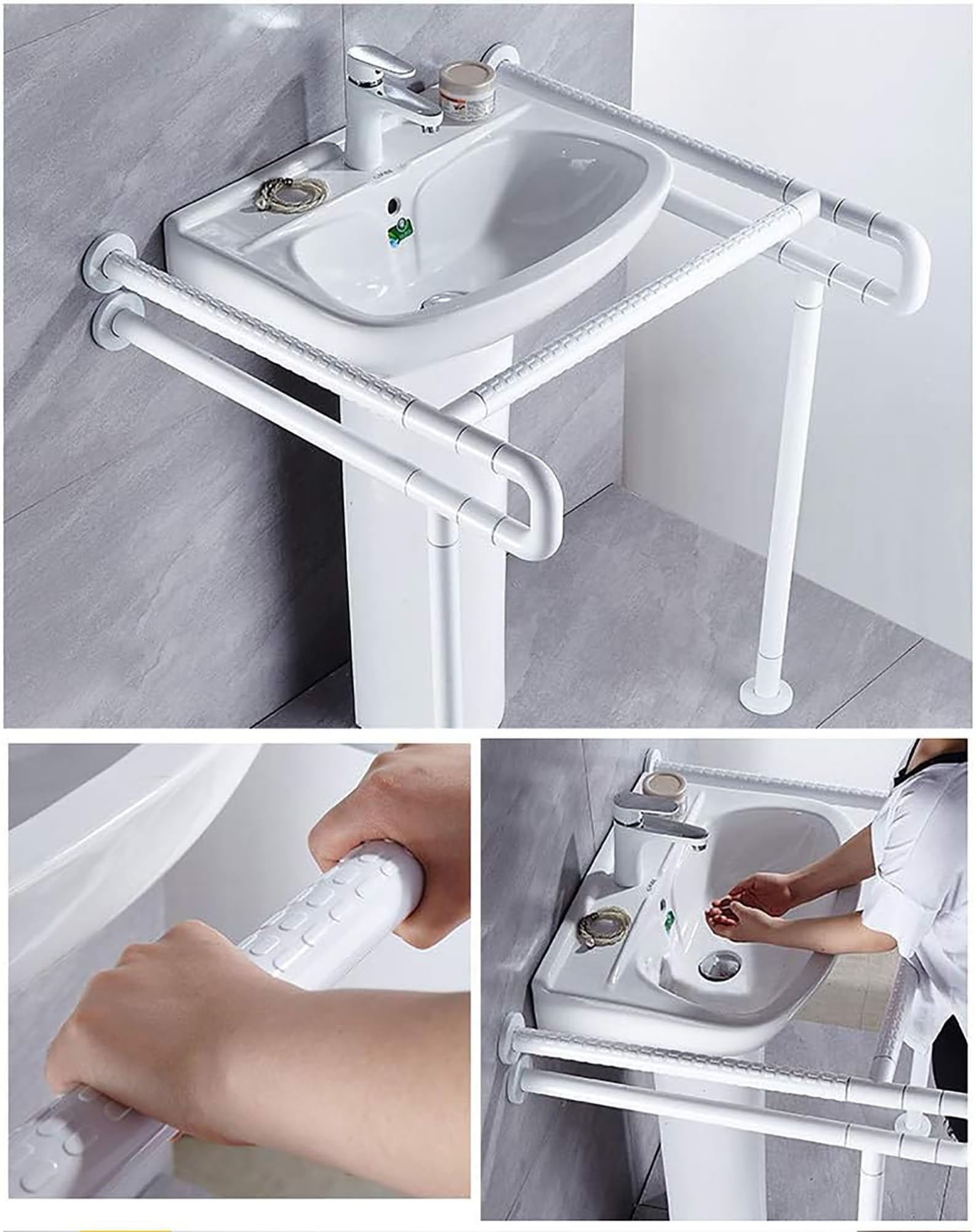 Barre D'appui Barre d'appui pour lavabo sans Obstacle Barre d'appui de sécurité pour lavabo Barre d'appui antidérapante pour Personnes âgées et handicapées Barre d'appui pour lavabo(Yellow)