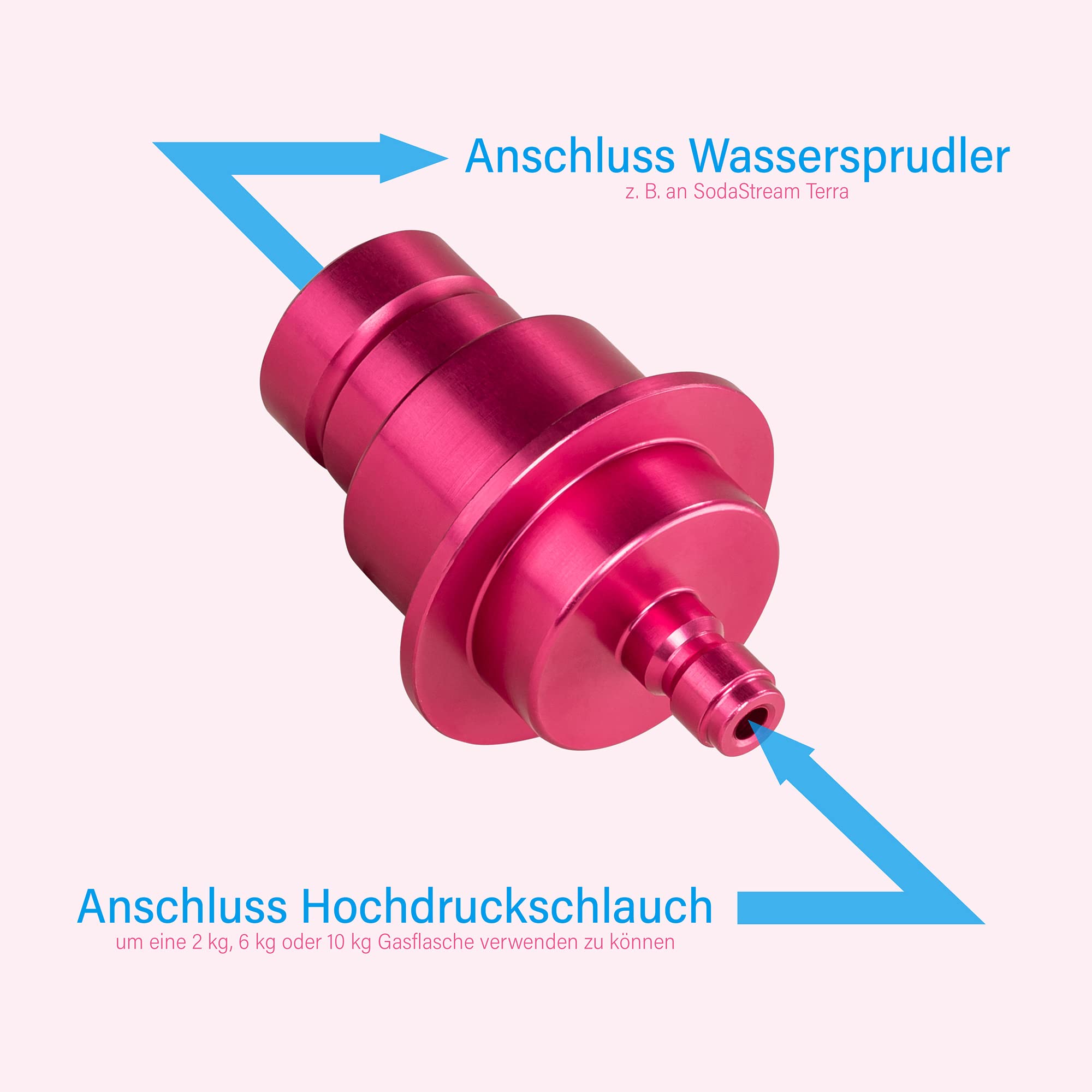 CO2 Adapter-Hochdruckschlauch für Sodastream DUO QUICK CONNECT QC | Für Anschluss an grössere CO2 Flaschen, Kohlensäureflasche | Wassersprudler CO2 Schlauch | (DUO)