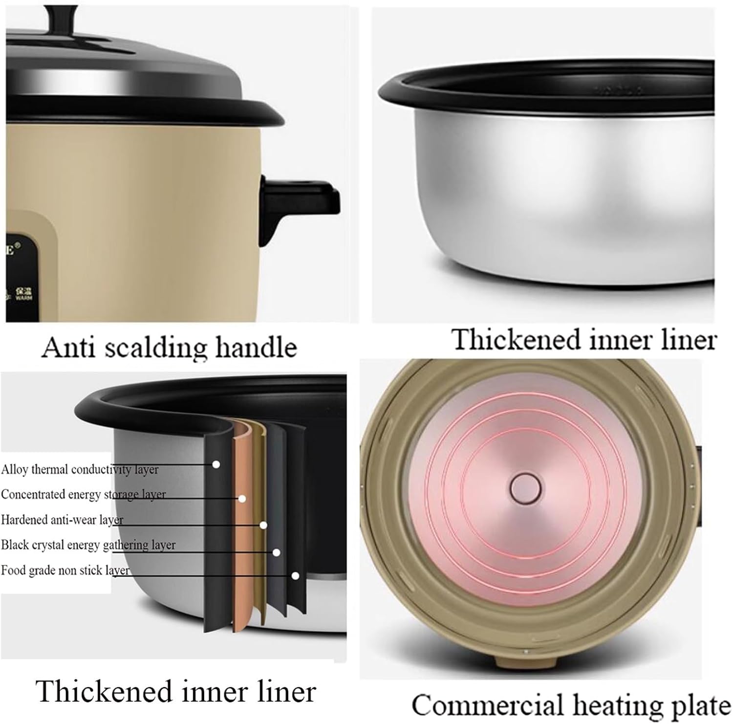 Rice Cooker 8-36L Large Capacity 8-60 People Canteen Hotel Home/Commercial old-fashioned Large Rice Cooker 220-240V US/EU(8L-1250W)