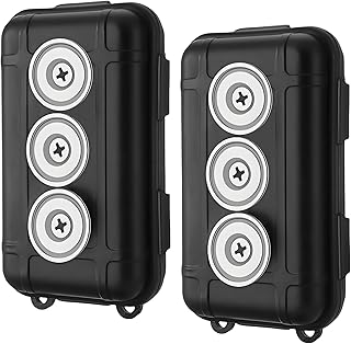 Riomhorry 2 Pcs Magnetic Key Holders Under Car, Hide Key Magnetic Box for Storage Key Indoors, Outdoors, Waterproof Hider Key on The Bottom of Car