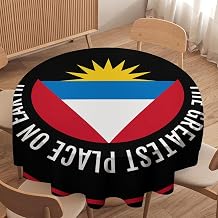 Antigua and Barbuda Country Flag Table Cloths Waterproof 50" Popular Country City Souvenir Outdoor Tablecloth Round for Outdoor Kitchen Paito Apartment Wrinkle Resistant Birthday Gifts