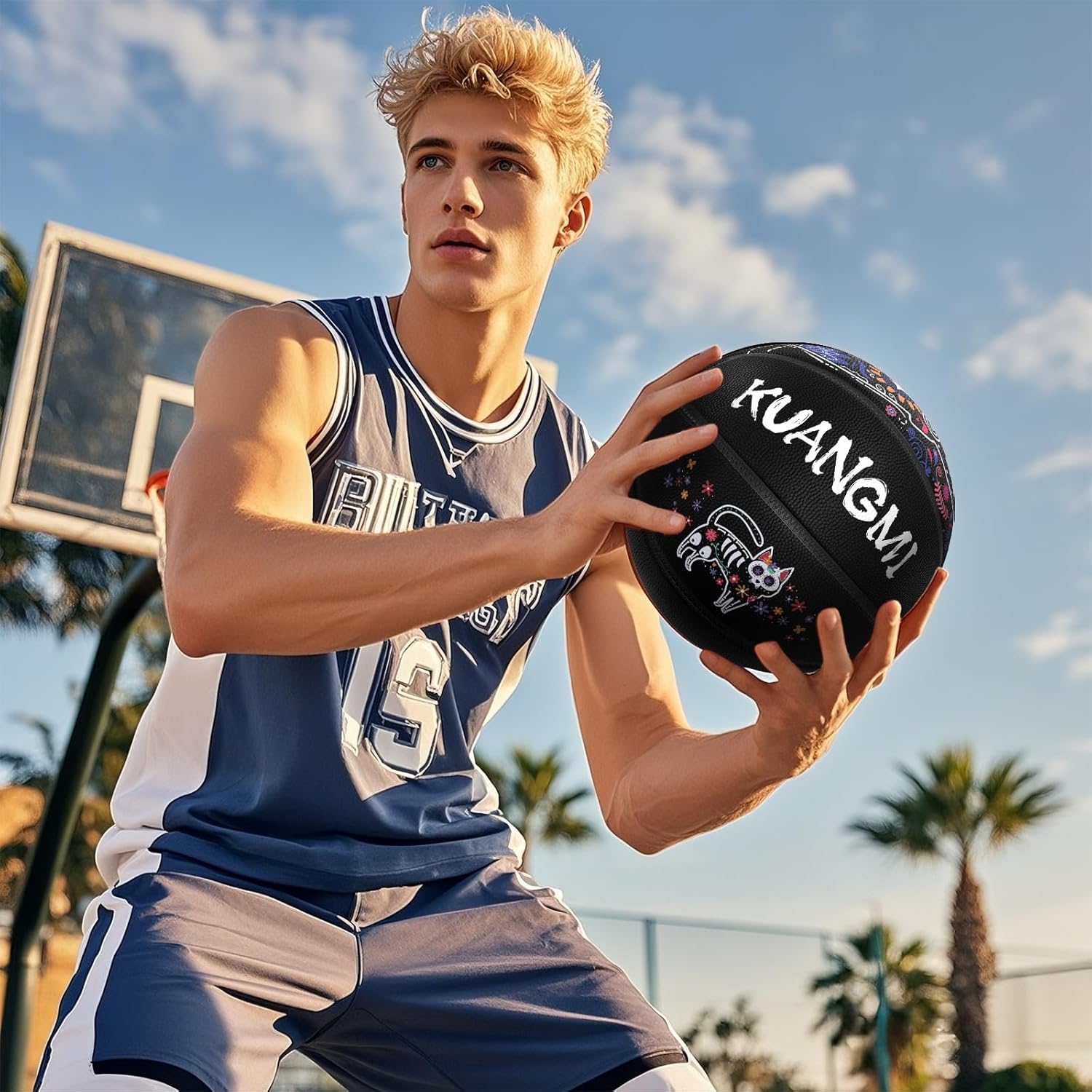 Kuangmi Unique Street Basketball, Men's Official Size 7 29.5", Made for Outdoor & Indoor Basketball Games