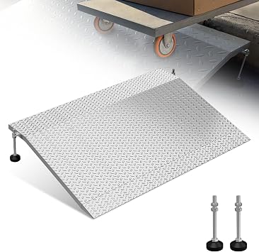 Door Threshold Ramp, 3-6" Adjustable Height Rise Threshold Ramp for Doorways, 39.4" Portable Self Supporting Entry Handicap Ramp, 1000lbs Load for Wheelchairs, Scooters, Uneven Surfaces, Carbon Steel
