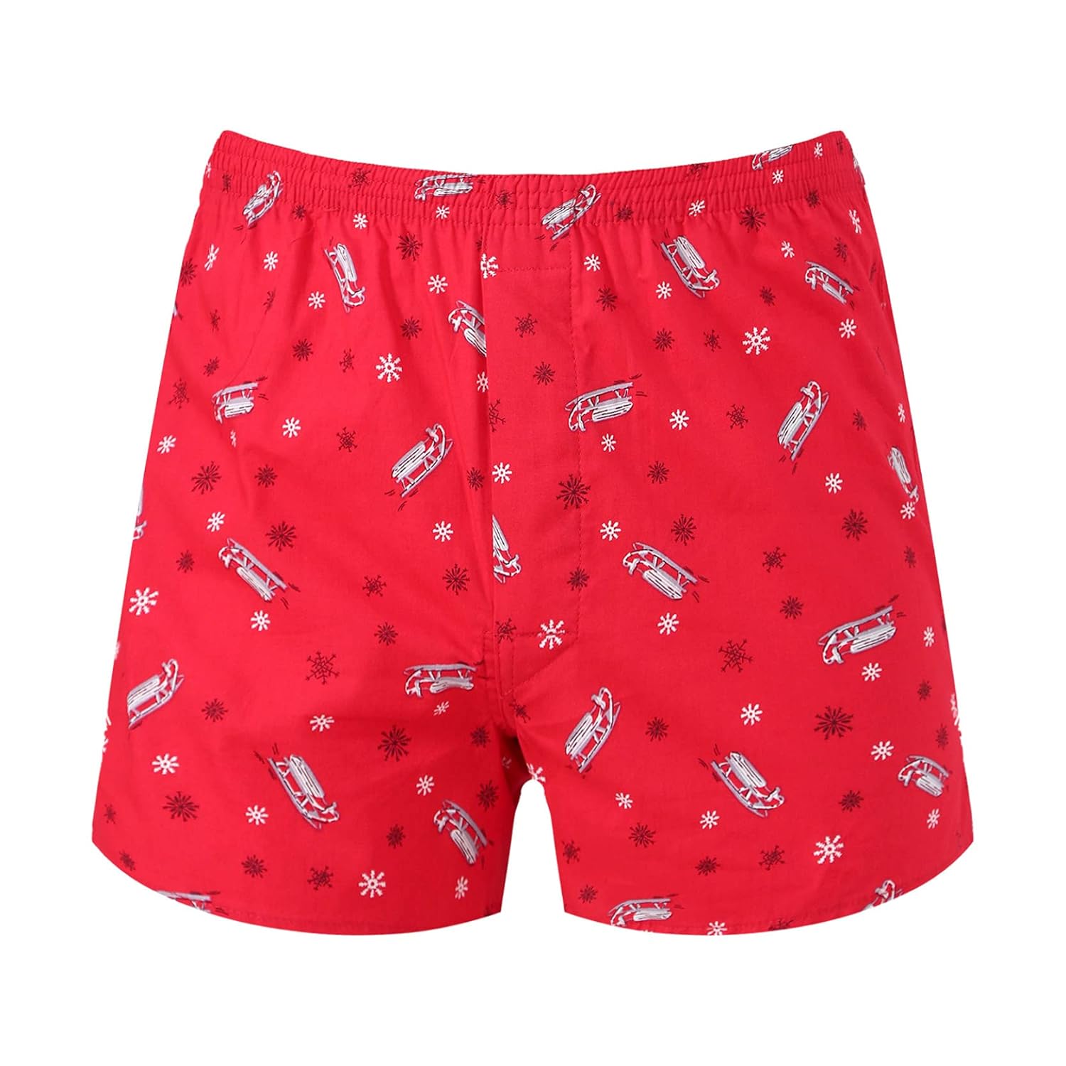 Loloda Mens Stylish Print Boxers Shorts Silk Summer Halloween Underwear Lingerie Shorts Red X-Large