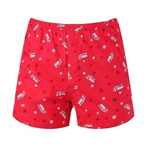 Loloda Mens Stylish Print Boxers Shorts Silk Summer Halloween Underwear Lingerie Shorts Red X-Large