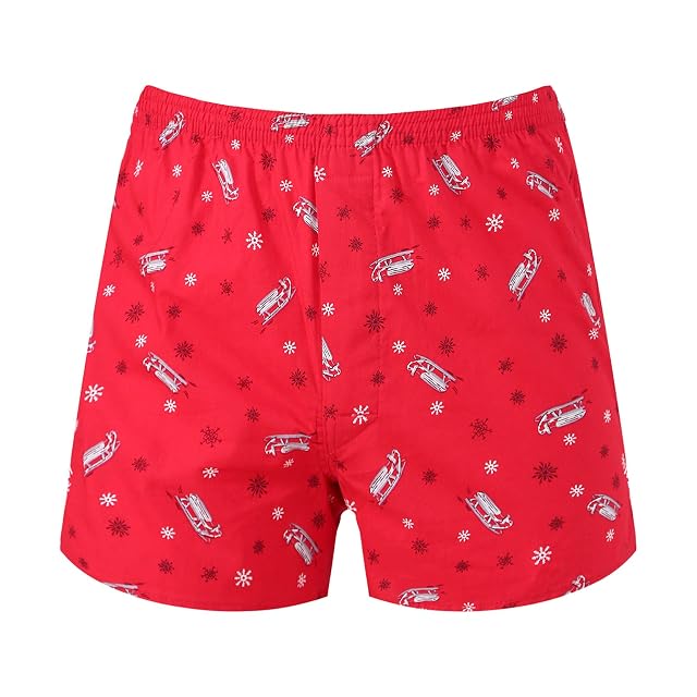 Loloda Mens Stylish Print Boxers Shorts Silk Summer Halloween Underwear Lingerie Shorts Red X-Large