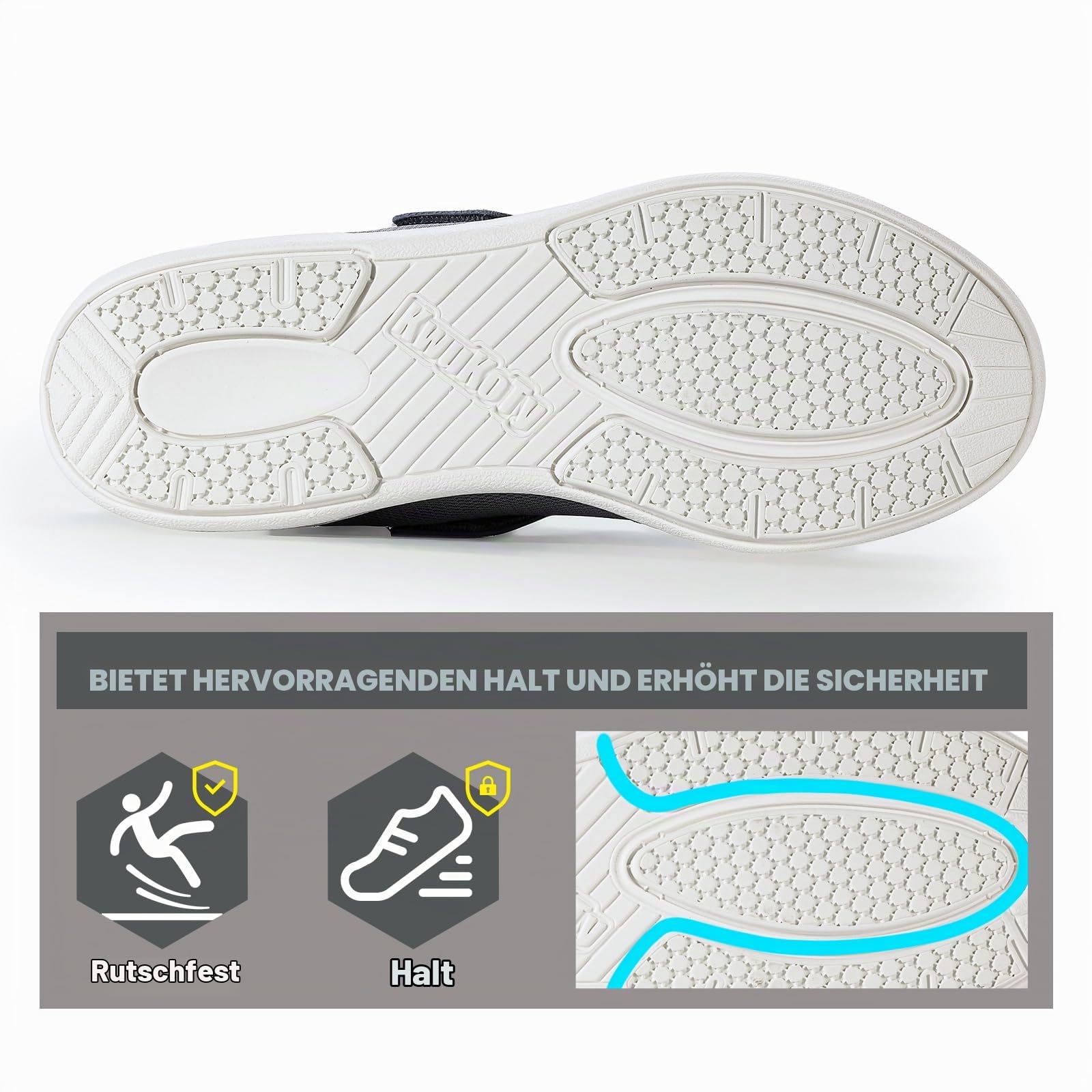 Diabetiker Schuhe Herren Damen, Orthopädische Schuhe Extra Weit Grau Größe 43