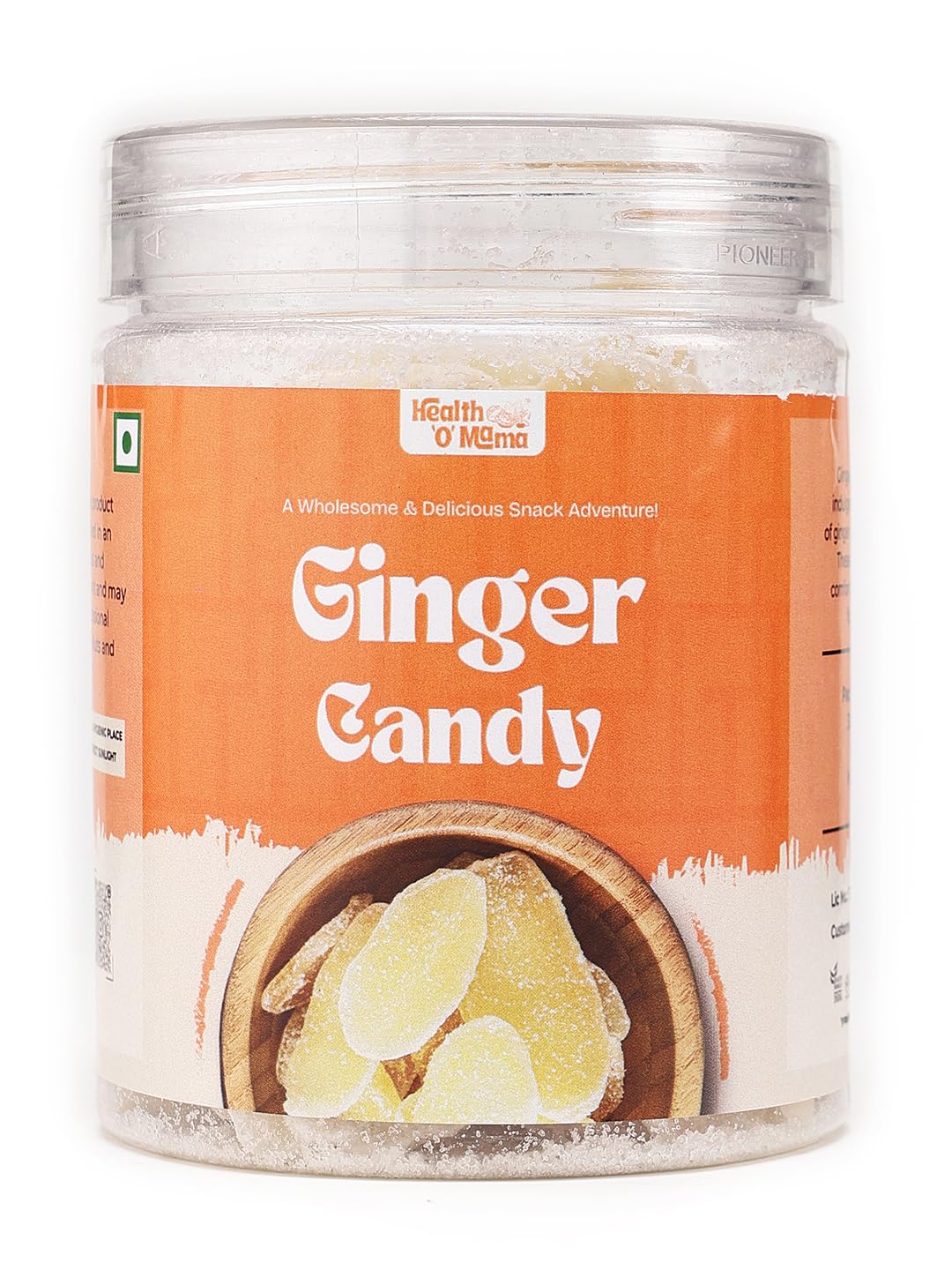 health’o’mama Ginger Candy 200g Jar Pack | Premium Adrak Candy | Natural Digestive Treat | Sweet & Spicy Ginger Bites | Fresh & Aromatic