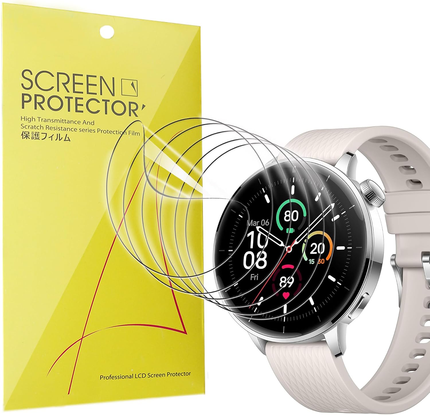 Lamshaw Compatible for OnePlus Watch 3 43mm Screen Protector, [6 Pack] Full Coverage TPU Clear Film Compatible for OnePlus Watch 3 43mm (6 Pack)