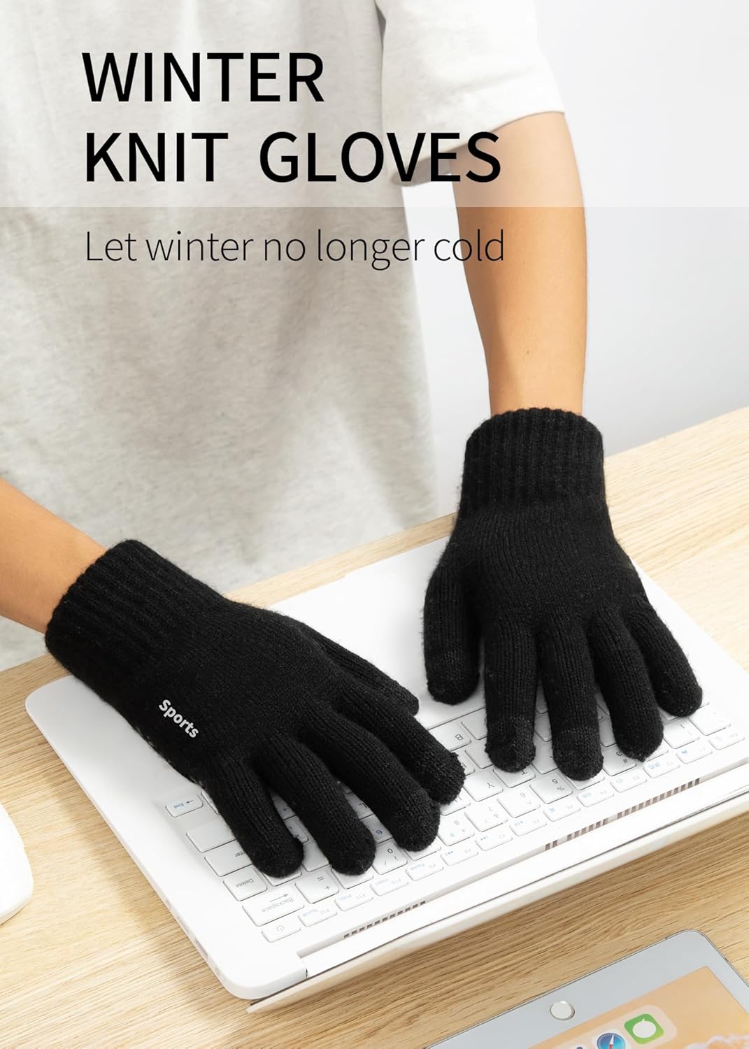Winter Gloves for Men-Thermal Touchscreen Gloves Warm Knit Running Driving Hiking Gloves with Anti-Slip Grip - Image 4