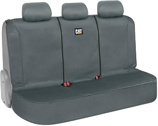 CAT Flexfit Gray Rear Seat Cover for Cars, SUVs & Mid-Size Pickup Trucks - Durable 60/40 Split Rear Bench Seat Protector, Back Seat Cover, Interior Auto Accessory, Not for Full-Size Pickup Trucks