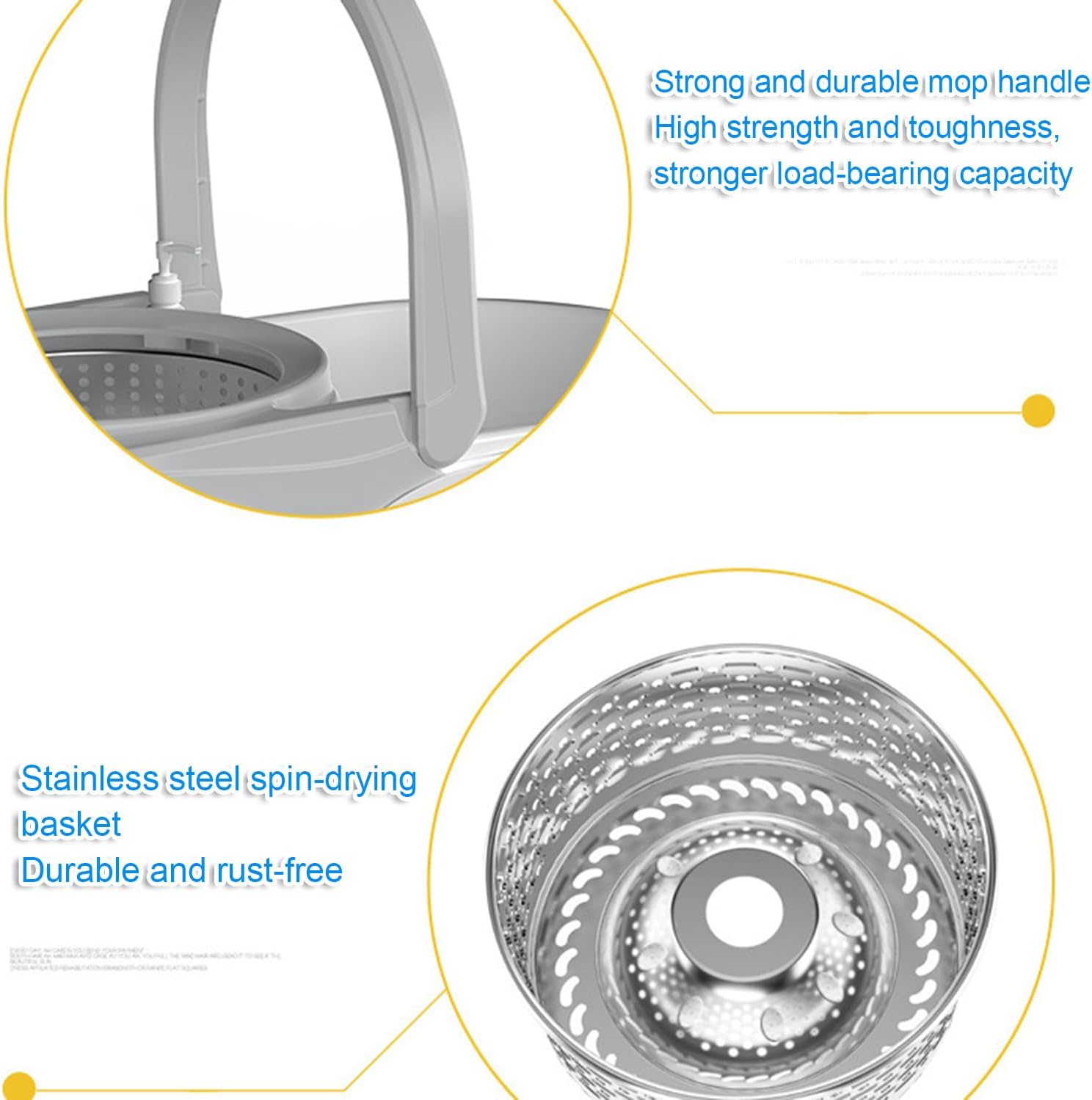 Stainless Steel Spin Mop and Bucket Set with Foot PedalHeavy Duty Spin Mop with 2 Microfiber Mop Heads, Easy Wringing Mop Bucket for Hardwood Tile Laminate,A