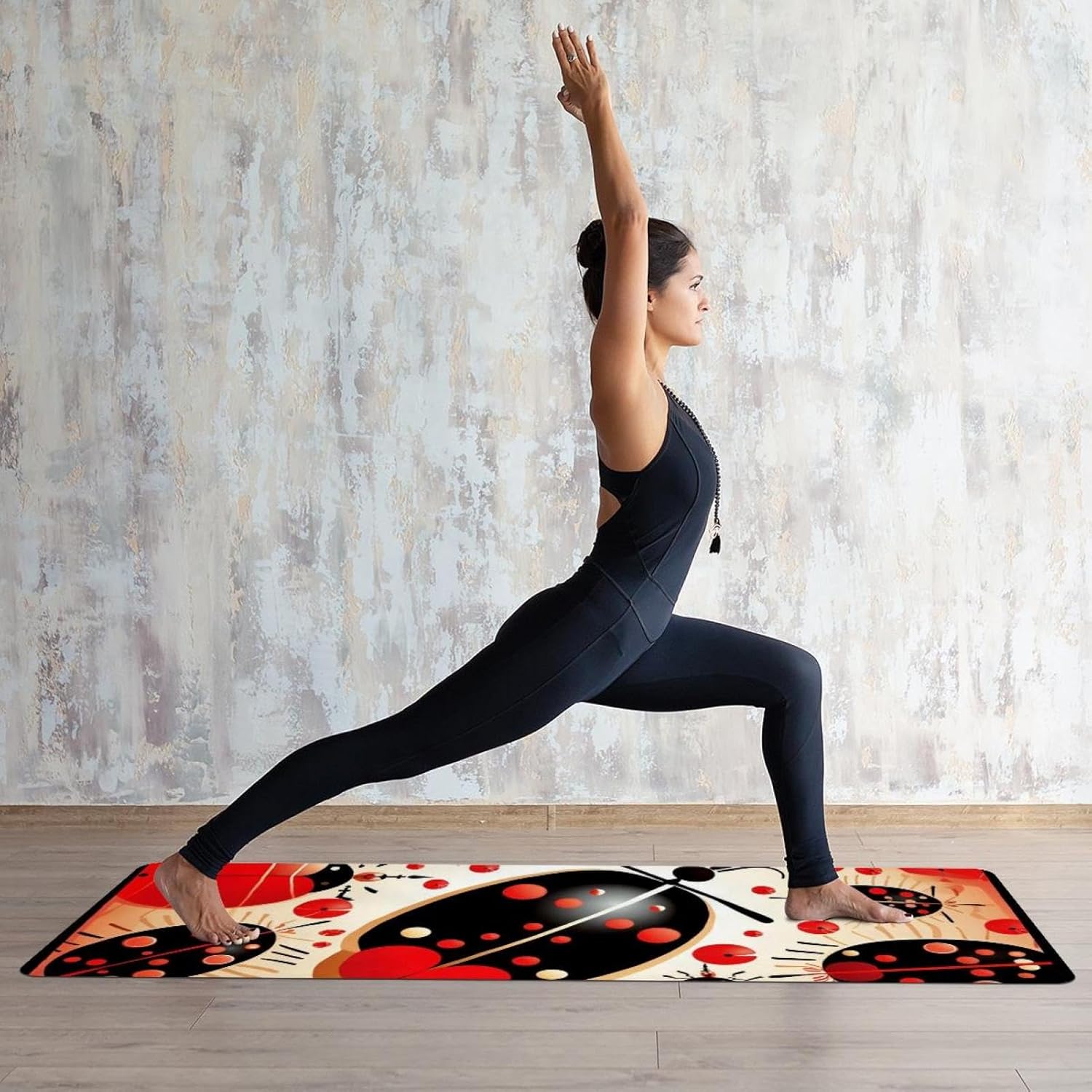 Yoga Towel, Ladybug Pattern Non Slip Sweat Absorbent Hot Yoga Mat Towel for Hot Yoga, Pilates and Fitness - 72.8" x 26.8"