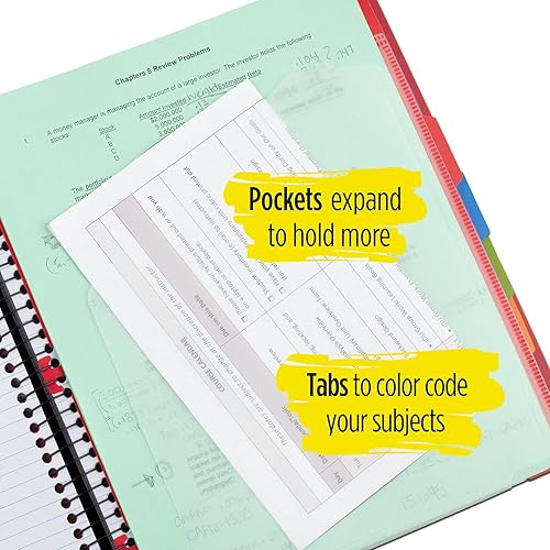 Miniatura 4 de Five Star Advance Cuaderno en espiral 5 temas papel a rayas 2 hojas el color puede variar 6326 Paquete de 1