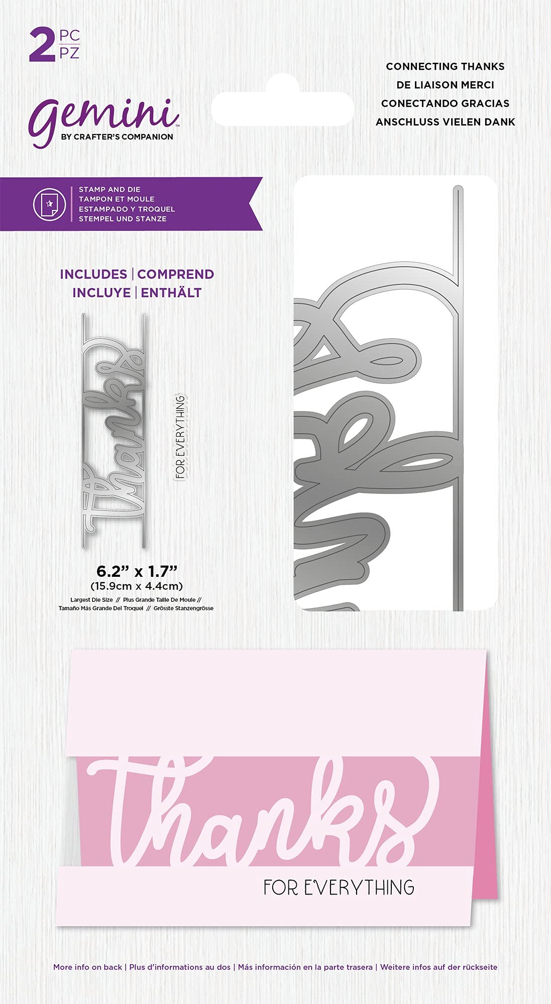 Clear Stamp & Die Gemini Thanks découpe et tamponnage combinés pour scrapbooking