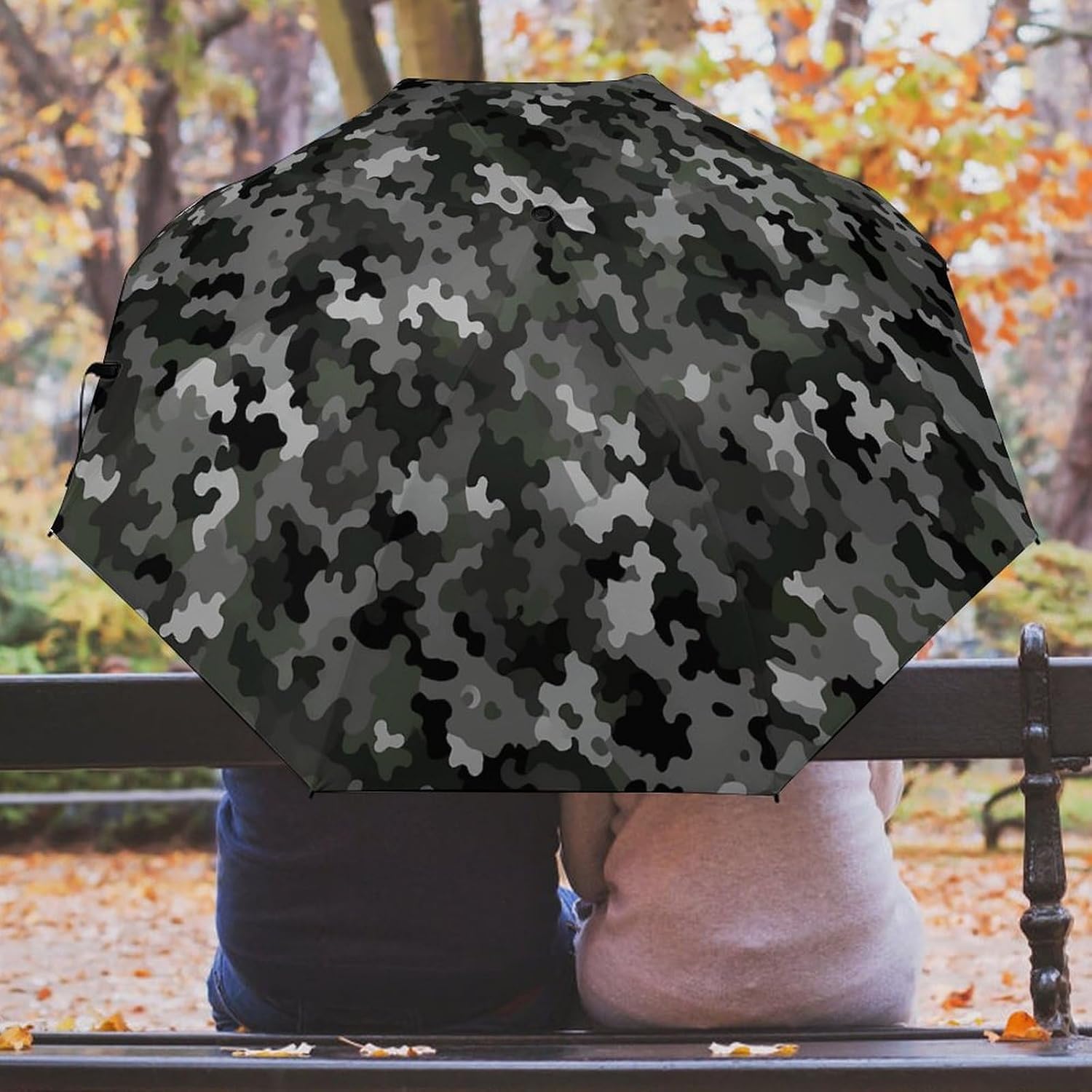 Digital Camo Automatic Golf Umbrella Folding Umbrella | Windproof Travel Umbrella Portable Compact Umbrella with Storage Pouch for Golf Backpack Men Women