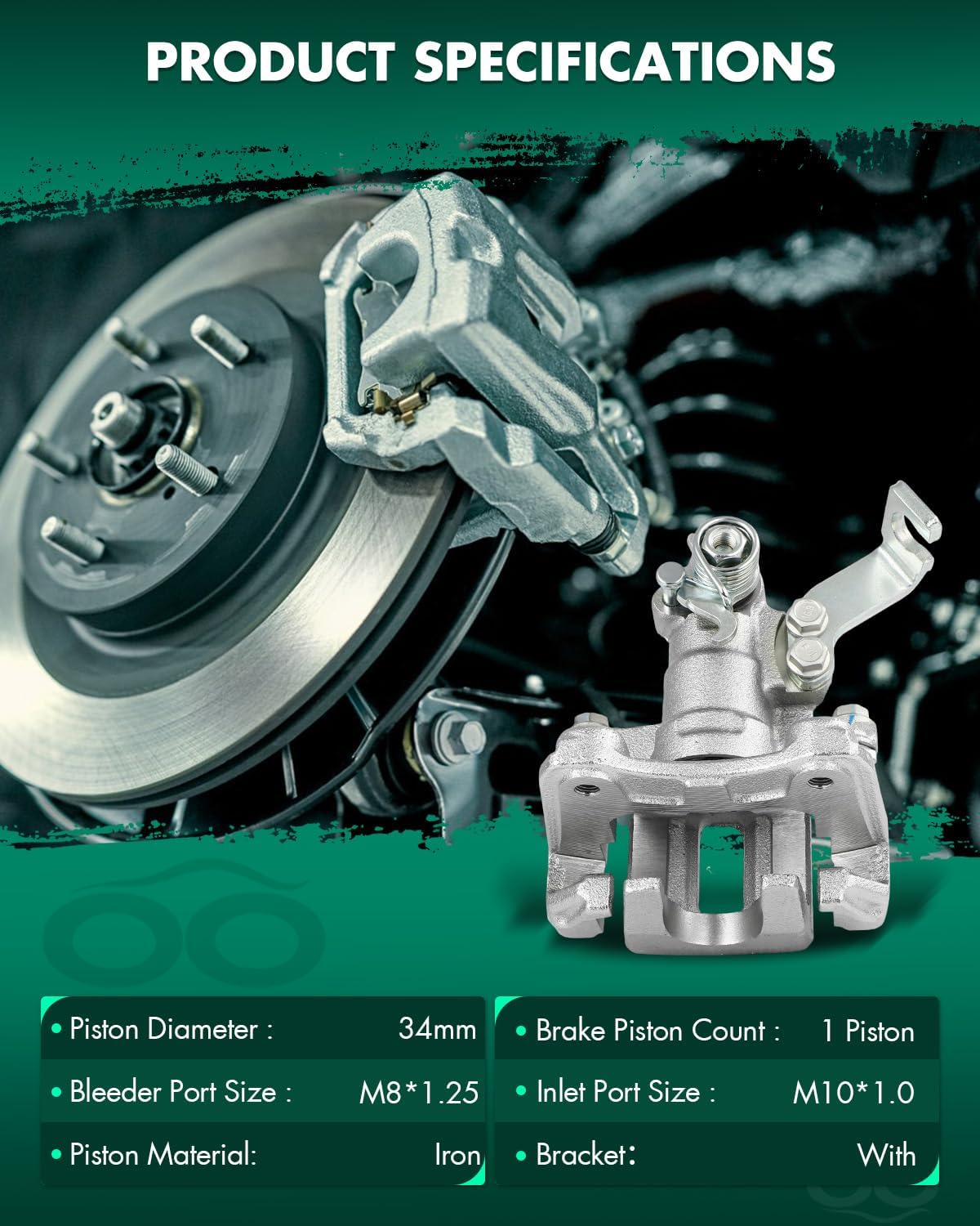 SCITOO Rear Left Brake Caliper With Bracket 19B3496 Compatible For Suzuki For SX4 2007-2013