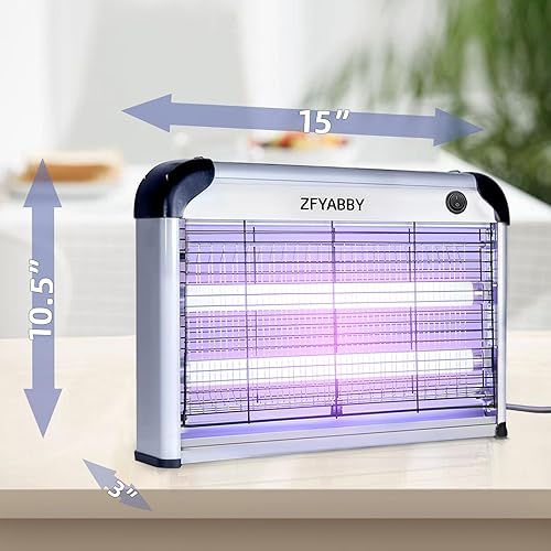Miniatura 3 de Zfyabby Exterminador eléctrico de insectos, 3500 voltios, potente insecto volador, moscas asesino de 20 W, luz UV azul atrae, exterminador de