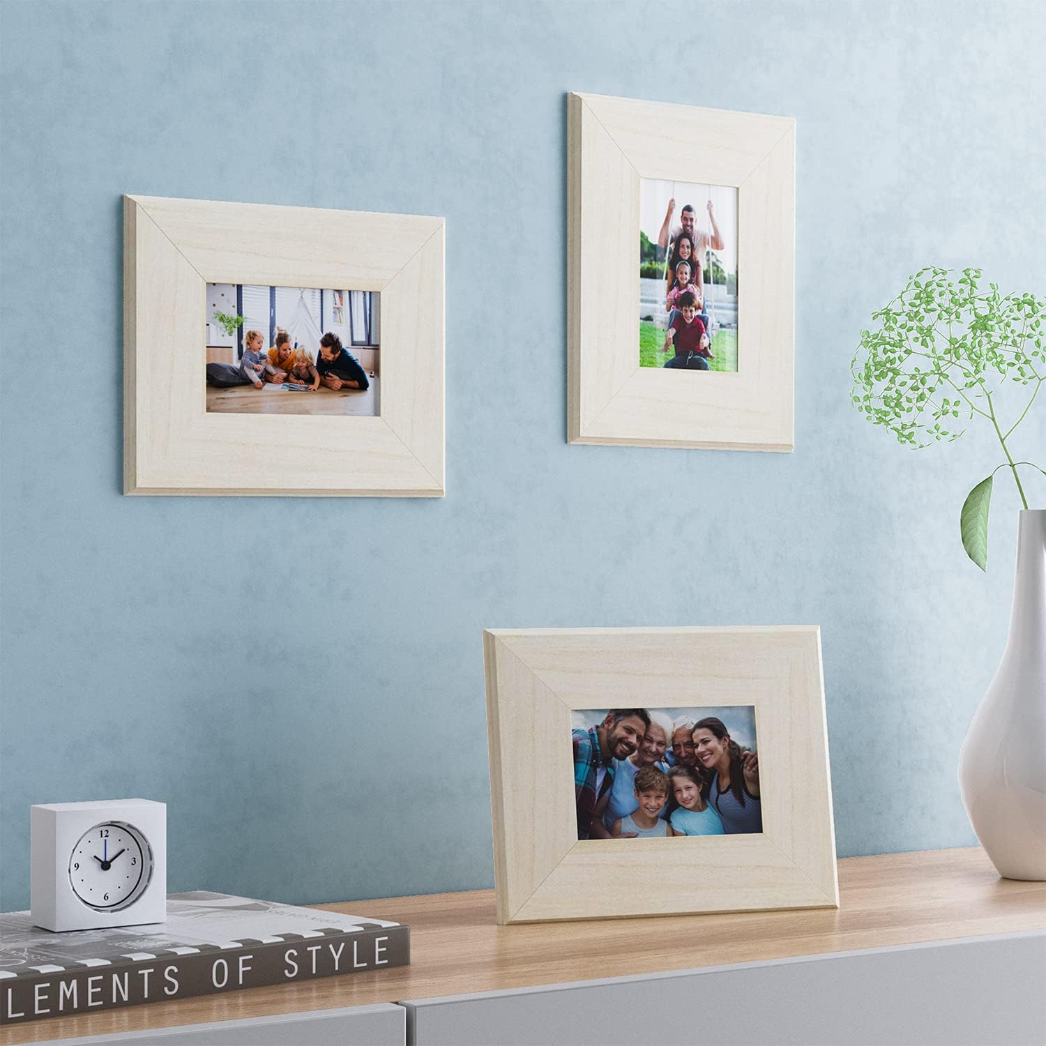 Unfinished Solid Wood Photo Picture Frames Ready To Paint for DIY Projects 4 by 6 Inches Set of 3