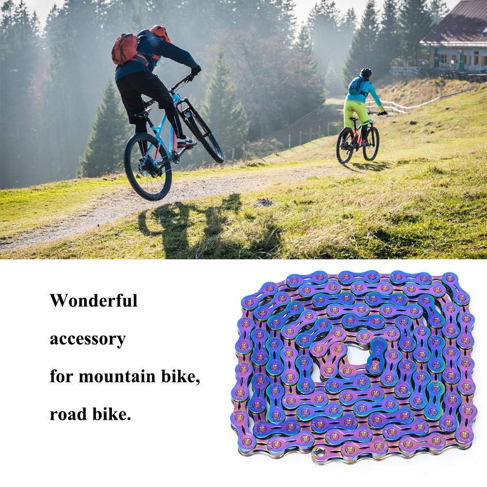 Catena per Bici Rivestita in Titanio, Antiruggine, Installazione Facile, Catene a 10 velocità, per Mountain Bike (semi-cavo 9 velocità)