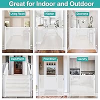 Vista 6 de Puertas de bebé extra altas de 42 pulgadas para puertas, puerta retráctil para perros de 55 pulgadas de ancho, puertas retráctiles para interiores