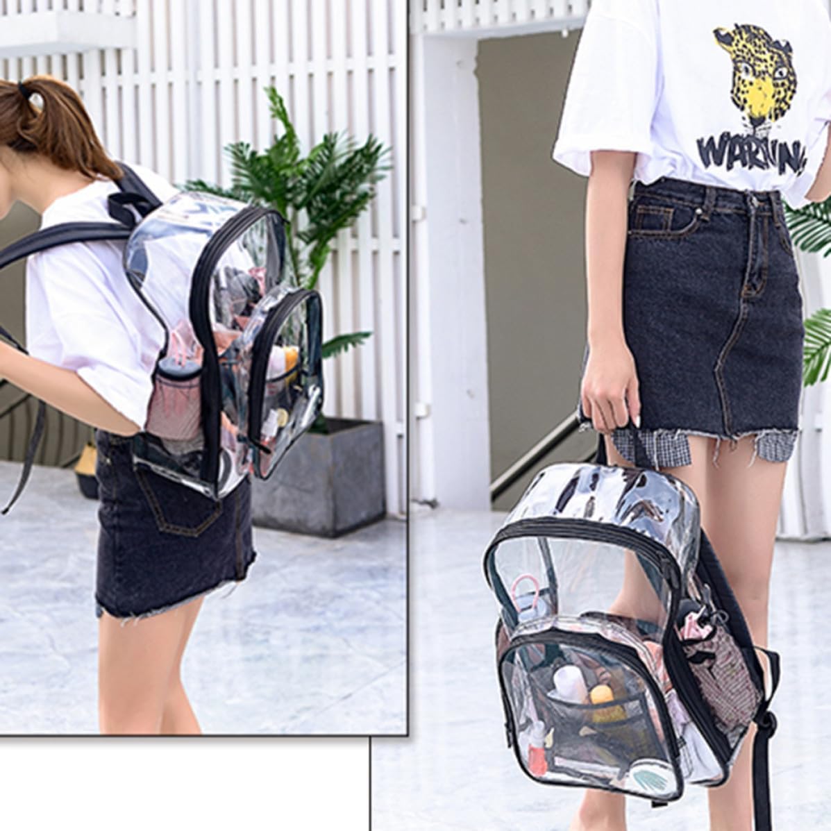 Kichvoe PVC Backpack Large Capacity Lightweight Black Travel Daypack image 3