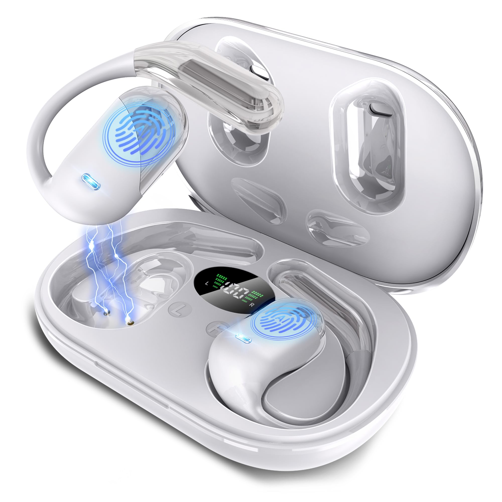 Paekole AI Cuffie Traduzione Simultanea, 2026 Auricolari Bluetooth 6.1 Wireless, 4 in1 Cuffie Traduzione Bluetooth 60 ore con ENC, Auricolari Traduttore Istantaneo 198 Lingue, Bianco Avorio