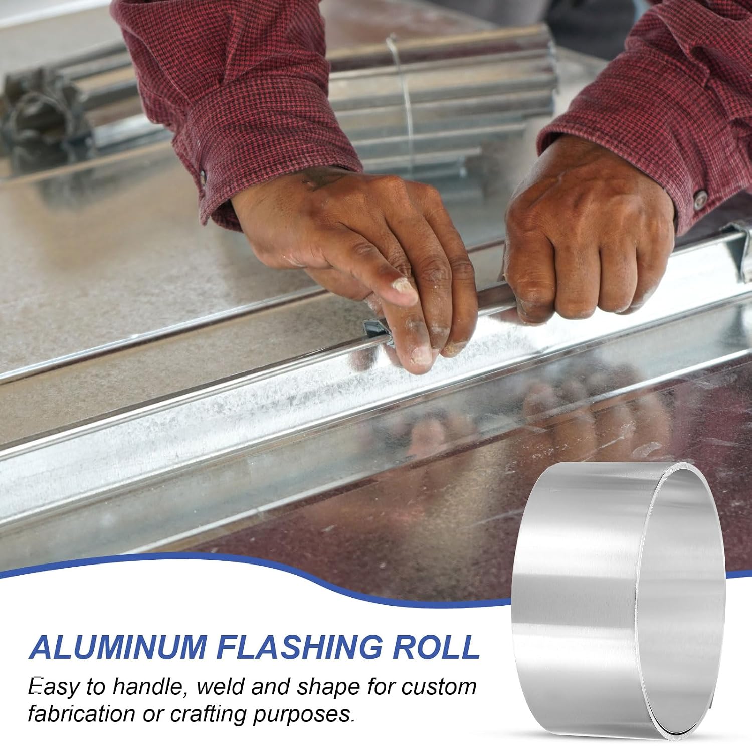 uxcell Aluminum Flashing Roll, 3000mm x 50mm x 0.3mm 1060 Aluminum Metal Roll Sheet Strip Roofing Panels for DIY Craft and Home Repair image 5