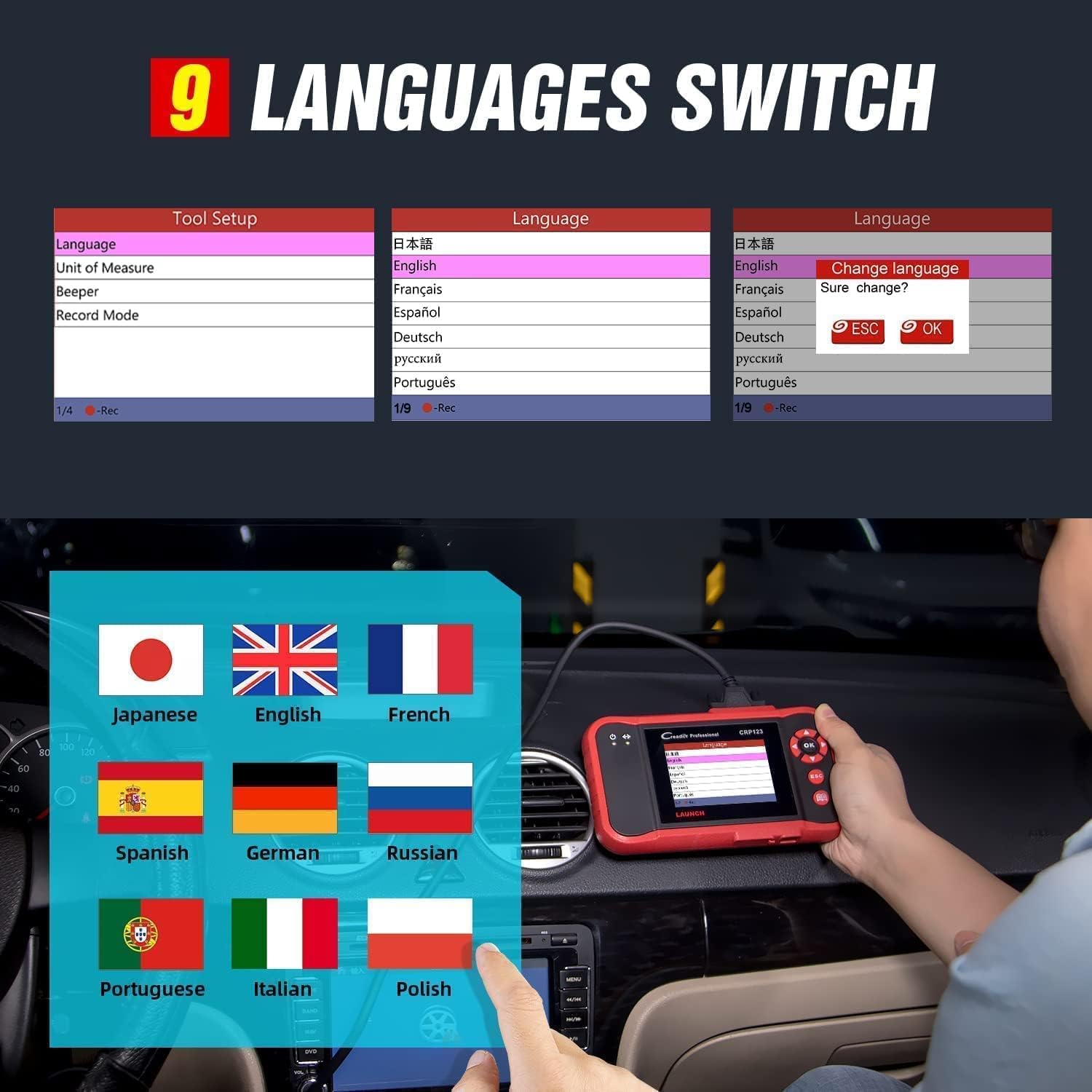 LAUNCH CRP123 OBD2 Scanner 2023 Newest Elite Code Reader Engine/ABS/SRS/Transmission Car Diagnostic Tool, ABS Code Reader, SRS Scan Tool, Check Engine Code Reader, Lifetime Free Update Scan Tool