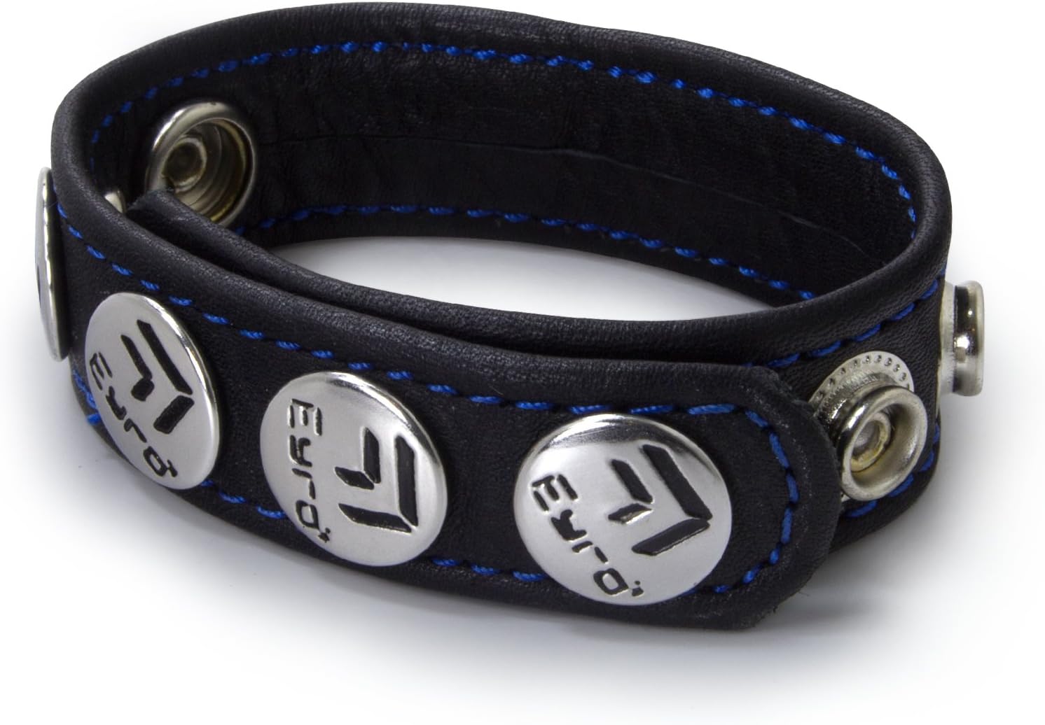 LeLuv Cock Ring Leather Strap Cock Ring Adjustable Strap 5 Snap Black