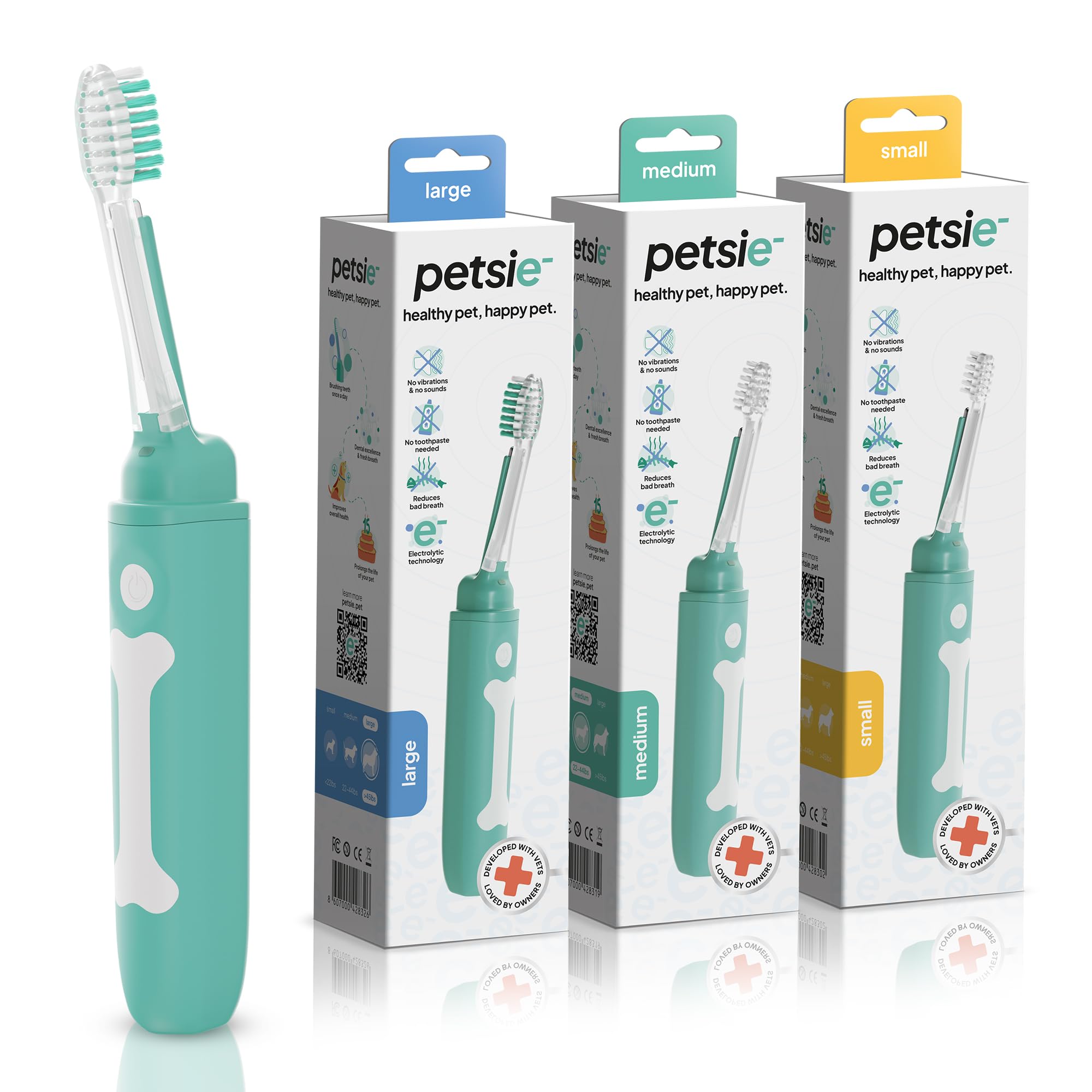 Cepillo de dientes para perro, mediano, tecnología electrolítica innovadora, mejora la salud bucal y el mal aliento, sin vibraciones y cepillo de limpieza silencioso de dientes, no necesita
