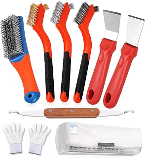 Wire Brush Set, Gas Stove Brass Wire Brushes, Cooktop Scraper Scrubber Brush for Range Hood Grease Grime Rust Cleaner Brush for Pot Pan Household Cleaning Tools (Wire Brush Set) (9)