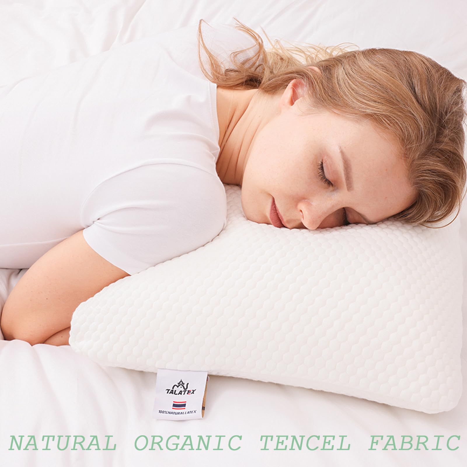 Talatex Paquete de 2 fundas de almohada Tencel, transpirables, refrescantes y ultra silenciosas, con cierre de cremallera, tamaño estándar/Queen/King, color blanco
