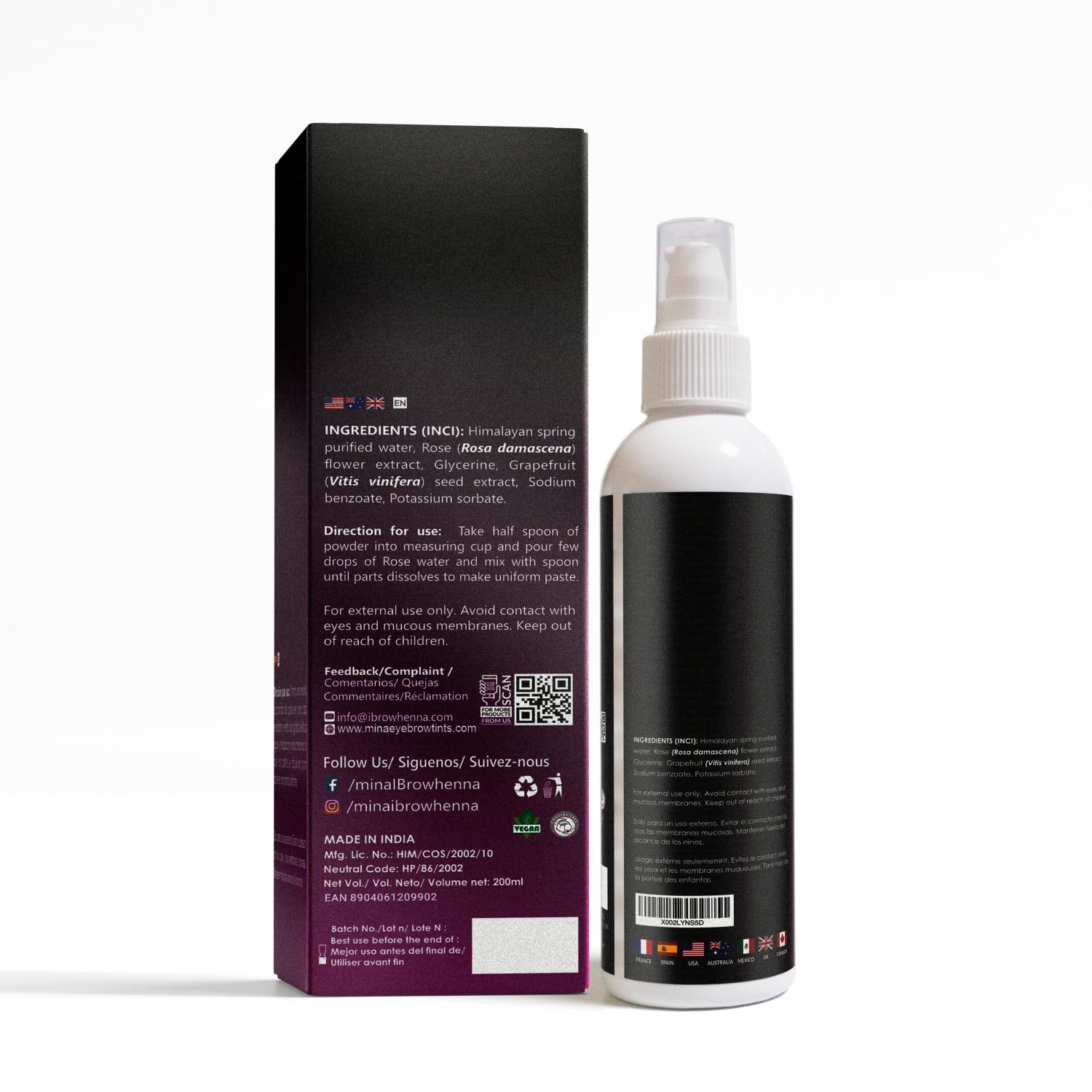 MinaiBrow Instant Hair Dye Kit Medium Brown | Natural Spot Coloring Tinting Powder with Rose Water & Duo Angled Brush, Water & Smudge Proof | 100% Grey Coverage Upto 30 Applications