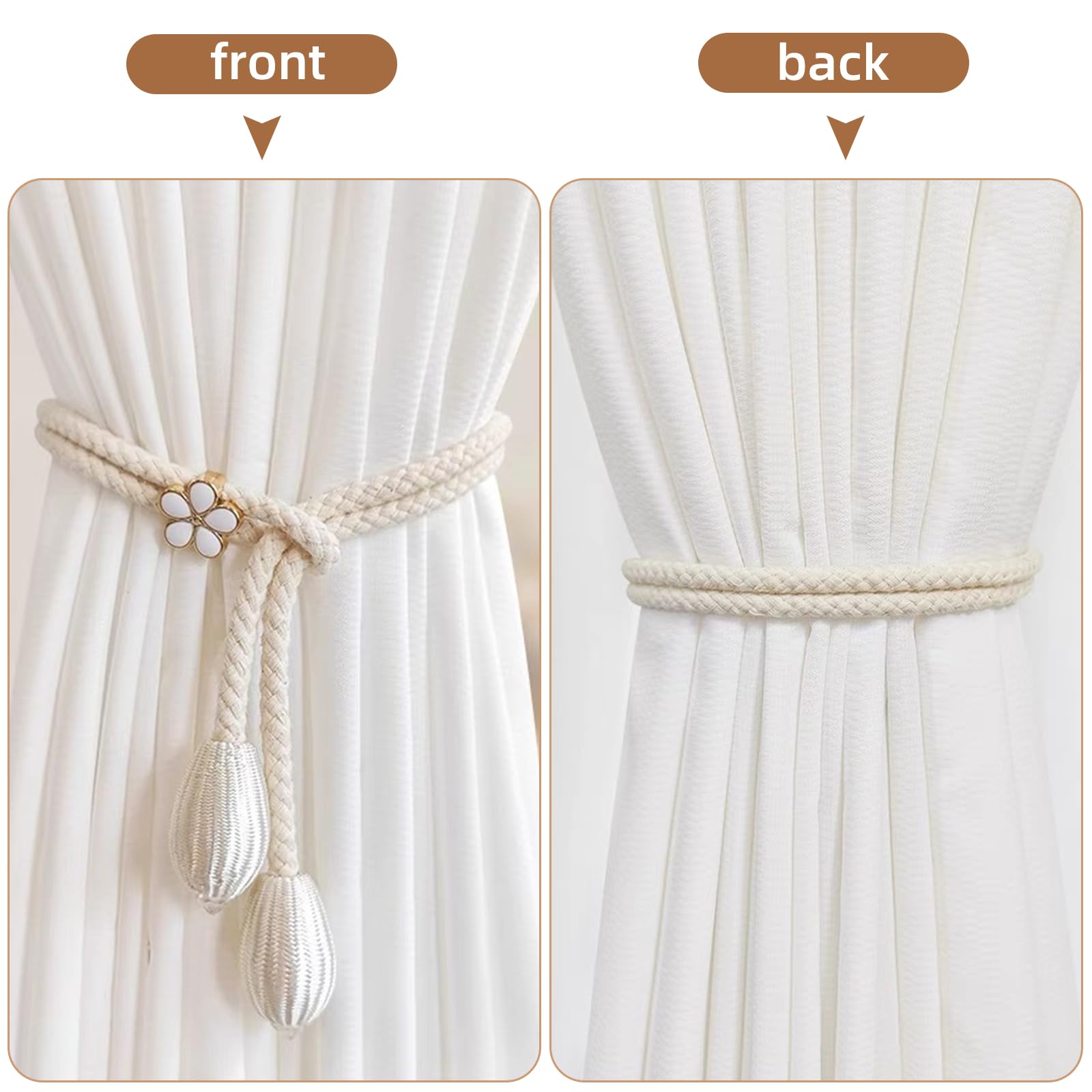 4 Stück Vorhang-Raffhalter Aus Baumwolle – Handgewebt, Verstellbar | Boho-Stil Für Wohnzimmer, Schlafzimmer & Mehr