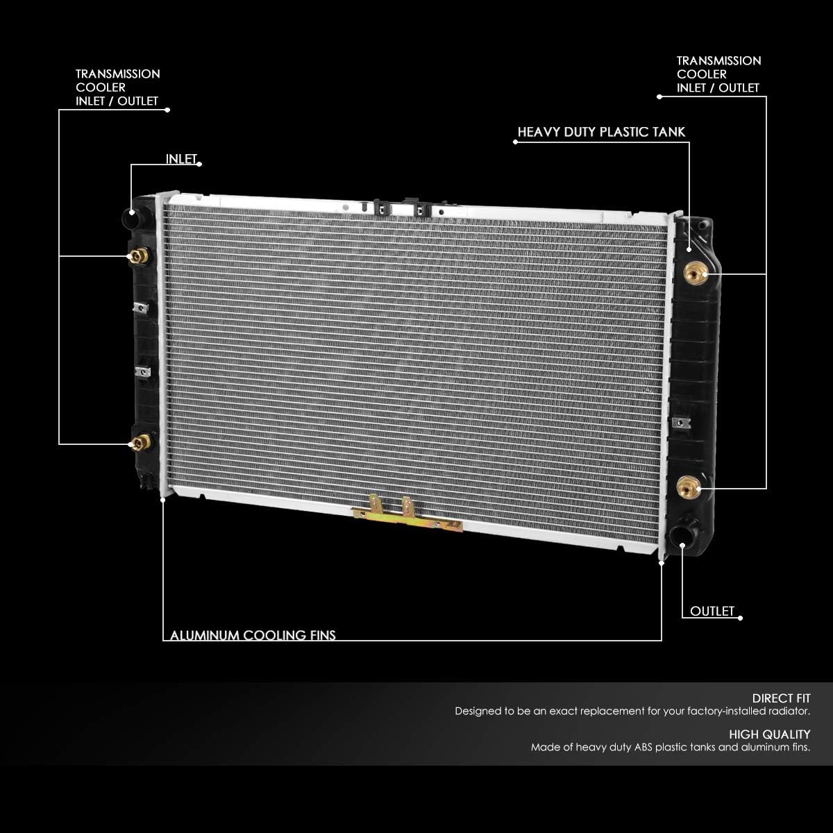 DNA Motoring OEM-RA-1517 Factory Style Direct Fit Aluminum Cooling Radiator Compatible with 1994-1996 Roadmaster/Caprice/Impala AT, 30-1/2 X 17-1/4 X 1-1/4