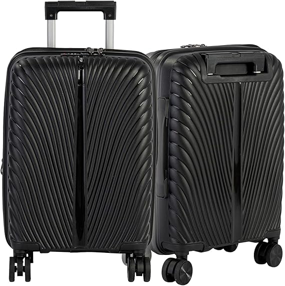 Mala Viagem de Bordo Padrão ANAC Polipropileno Resistente Rodas 360° graus Cadeado Antifurto Conjunto com Frasqueira Rígida De Mão (Preta, Mala 8Kg)