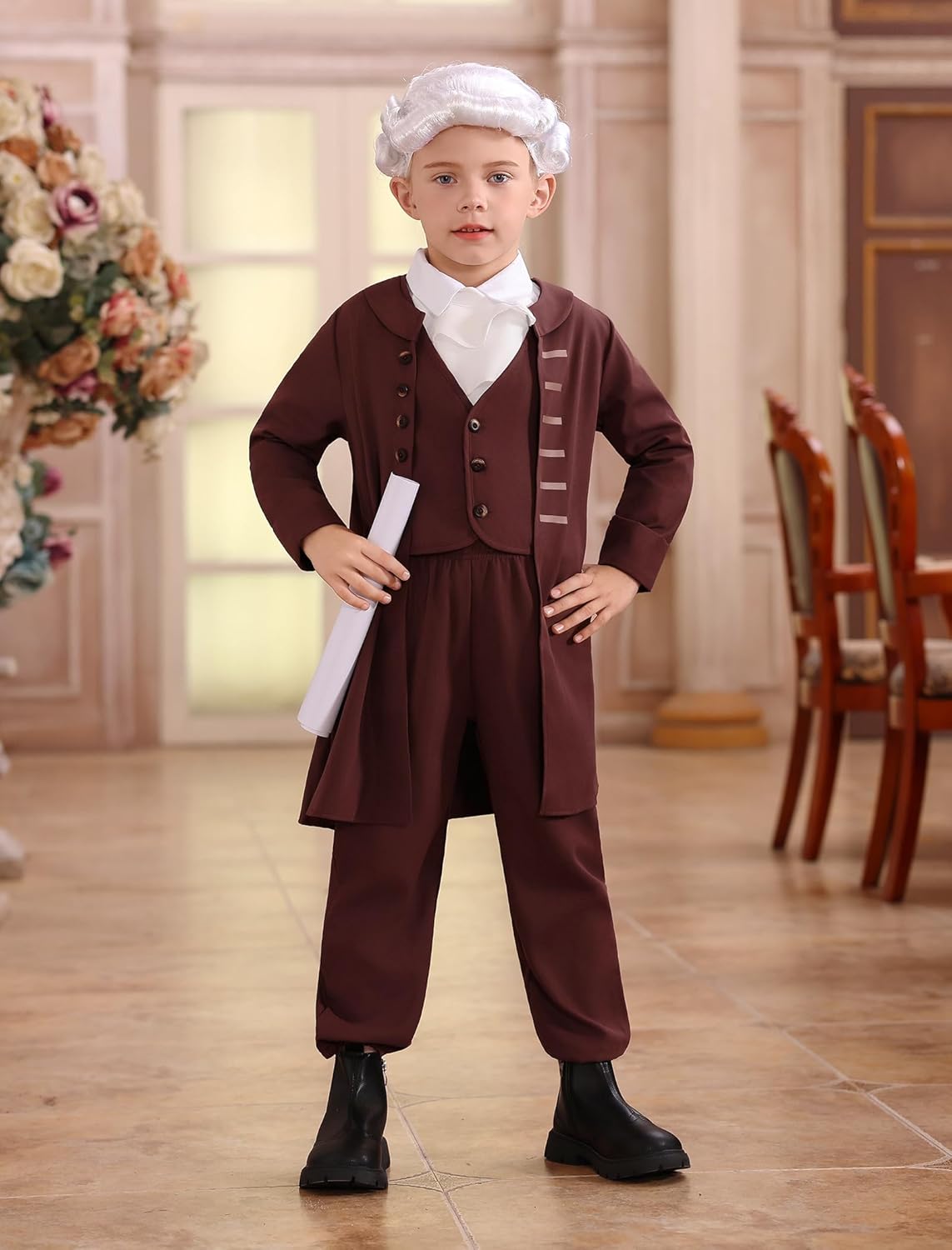IBTOM CASTLE Washington Costume Boys Kids Colonial Boy Costume California Costumes for Boys Halloween Cosplay Fancy Uniform - Image 2