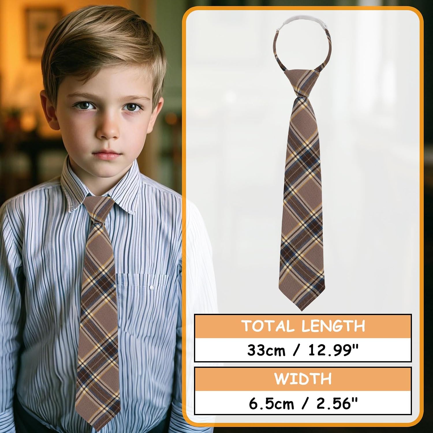 Plaid Ties for Boys and Girls, Pre-tied Adjustable Boys Tie Clip on Kids Tie for School Uniform Graduation Daily