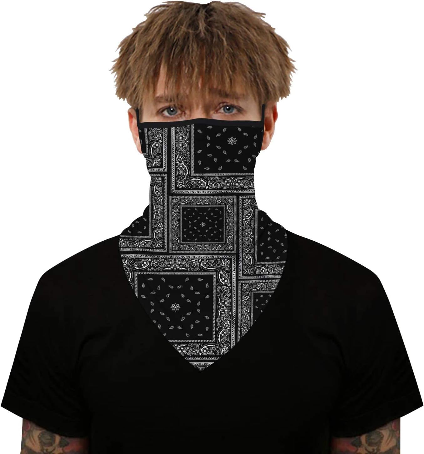 Face Mask Neck Gaiter Shield Scarf Bandana Face Mask Seamless UV Protection and Windproof Hanging Ears Face Mask for Men Women Motorcycle Cycling Riding Skiing Party（Broken flower-4）