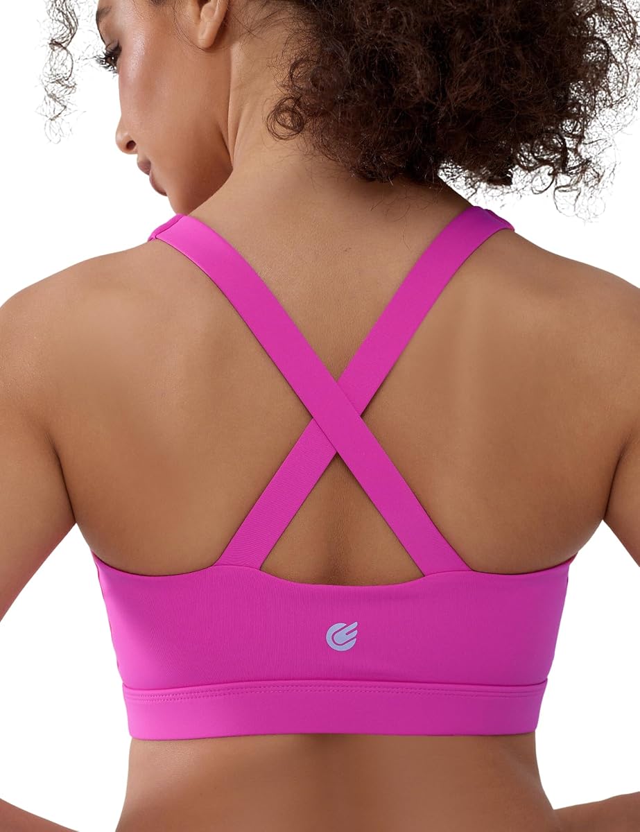Cordaw Pickleball Sports Bras Cross Back High Support | High Impact, Molded Cup, Workout Running Gym, Soft Fabric, Wide Strap, Scoop Neck, Moisture-Wicking, for Women