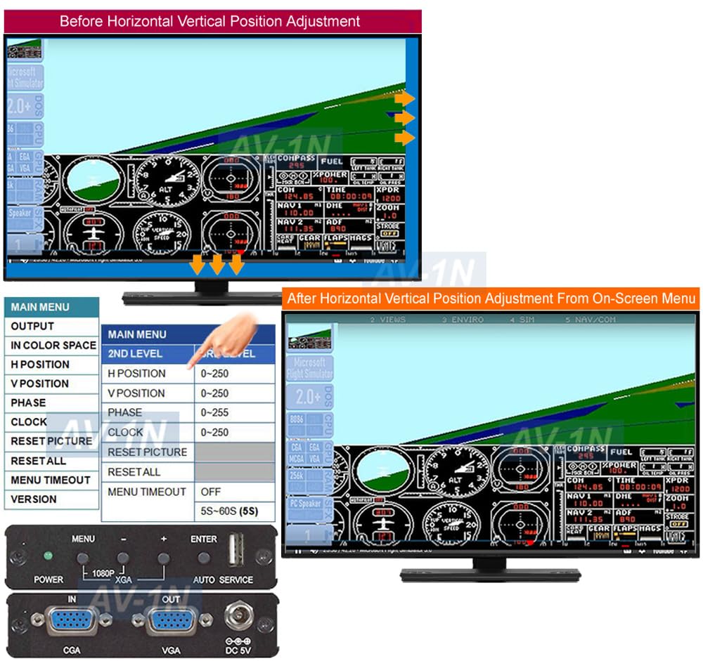 All-in-1 RGB CGA EGA VGA Component YCbCr Video to VGA 1980x1080 Video Scaler Converter