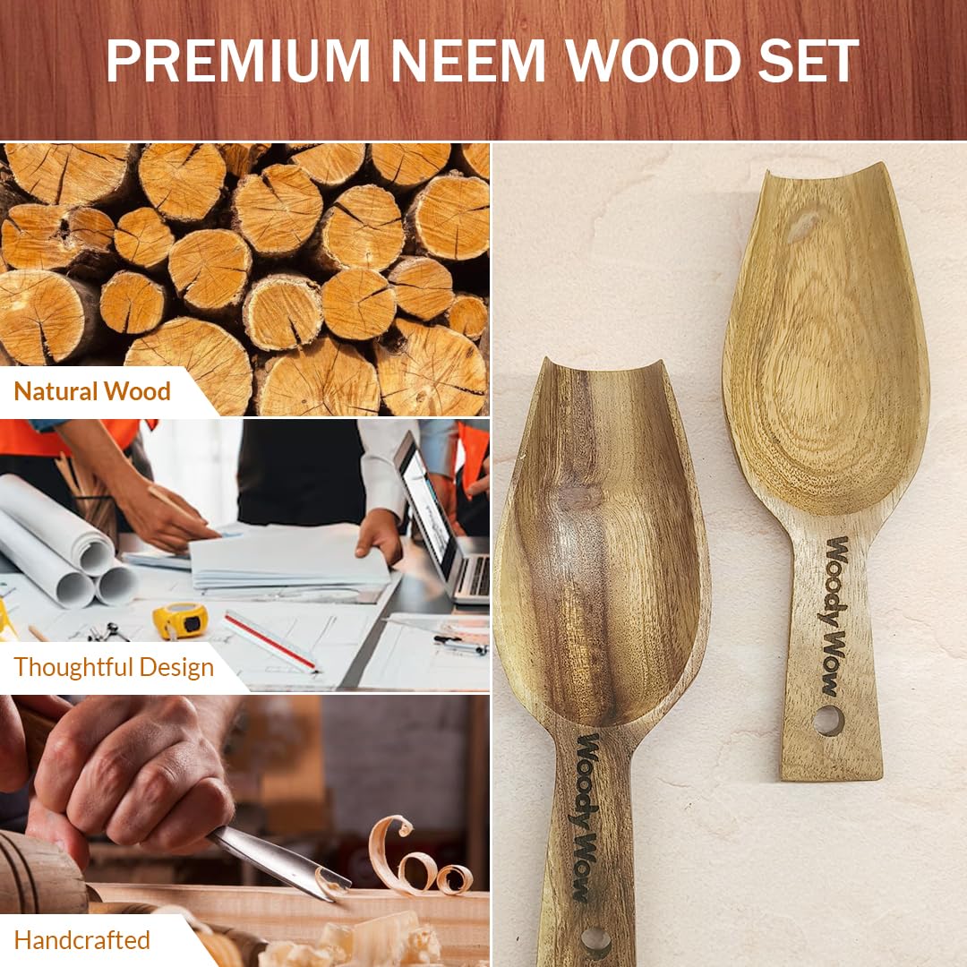 Neem Wooden Scoop Set - Eco-Friendly Kitchen Scoops -4 Neem Wooden Scoop Set - Eco-Friendly Kitchen Scoops -4