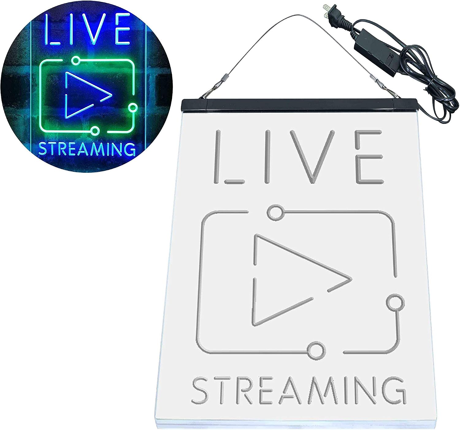 ADVPRO Live Streaming TV Film Dual Color LED Neon Sign Green & Blue 8 x 12 Inches st6s23-i4090-gb