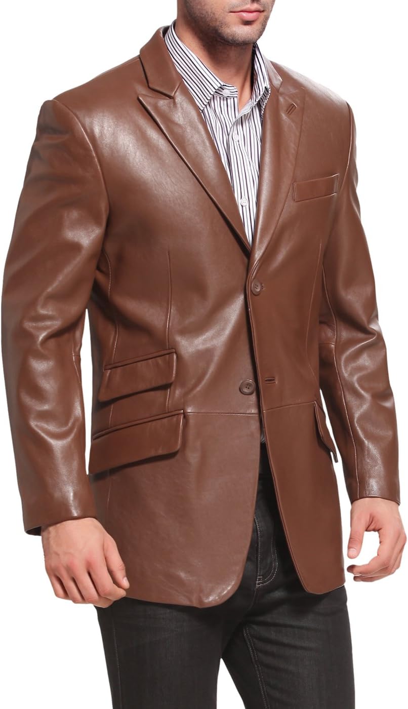 BGSD Men Noah 2-Button Lambskin Leather Blazer Sport Coat Jacket (Also available in Big and Tall and Short) - Image 5